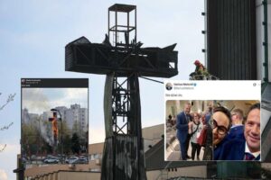 Zachwyt radnej KO przy płonącym krzyżu. W tle Żurek oraz Trzaskowski